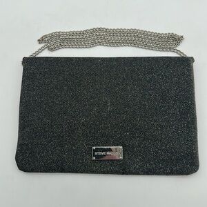 Steve Madden Black Glitter Clutch Bag